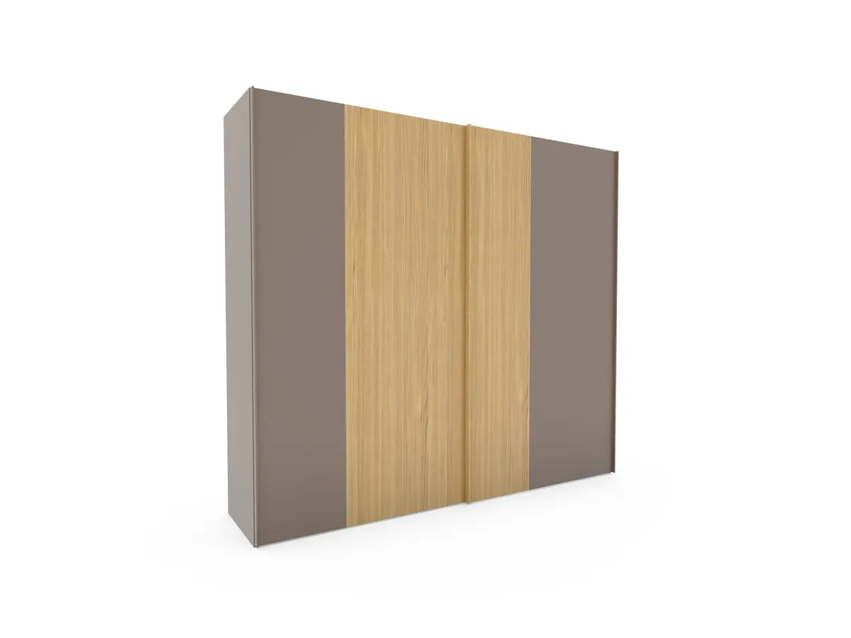 Schiebetürenchrank Matera - BHT ca. 262x236x60 cm - Lack Bisquit, Wildeiche