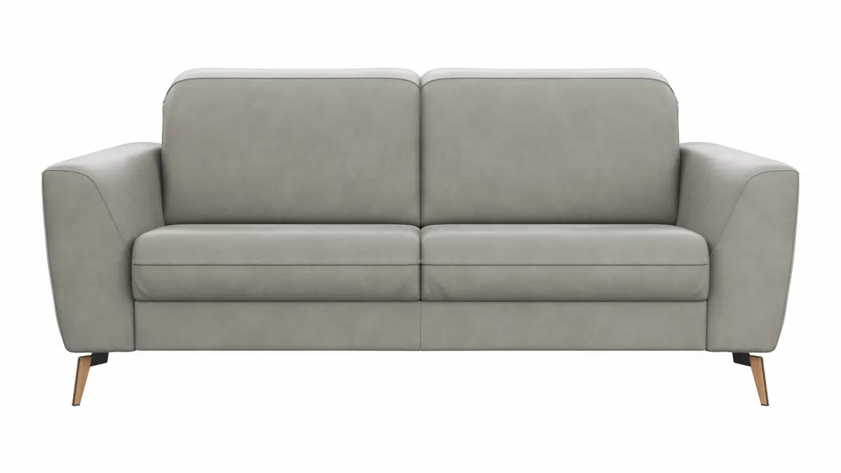 Sofa Tulsa KV - 2,5-Sitzer, inkl. Kopfteilverstellung, Leder, Graubeige