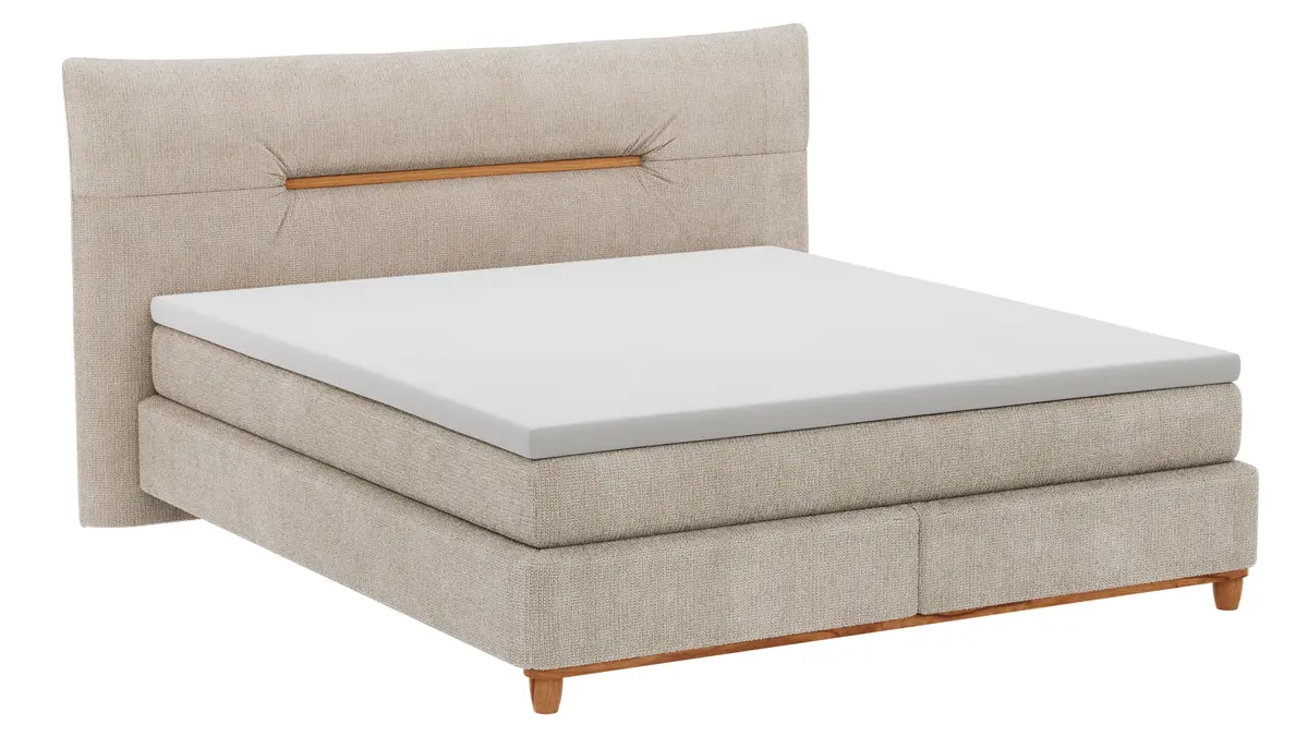 Boxspringbett Alpin - Liegefläche ca. 180x200 cm, Stoff, Graubeige