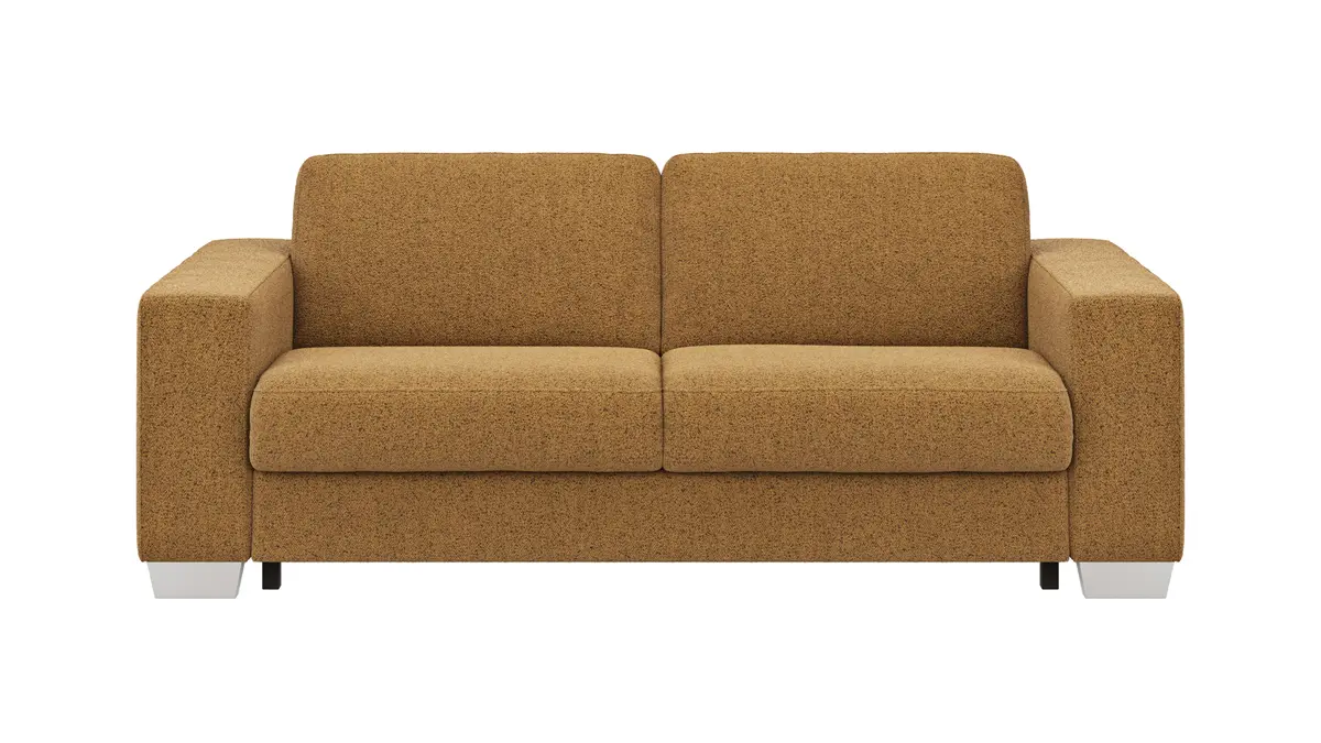 Sofa Nuoro - 2,5-Sitzer inkl. Schlaffunktion, Armlehne breit, Stoff, Cognac