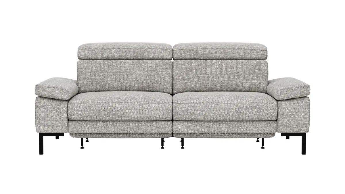 Sofa Hudson - 3-Sitzer inkl. Relaxfunktion (motorisch) und Kopfteil/Armlehnen verstellbar, Stoff, Hellgrau