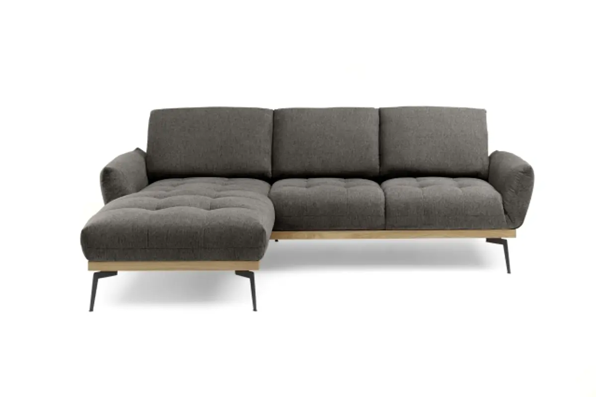 Ecksofa EDDIE - Ecke links, 2-Sitzer inkl. Rückenverstellungen, Stoff, Braun