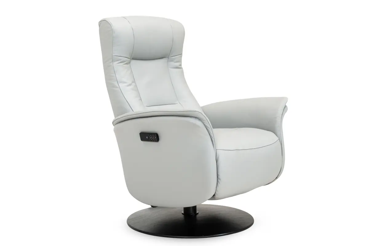 Sessel - Größe M, Relaxfunktion motorisch, Leder, Eisengrau