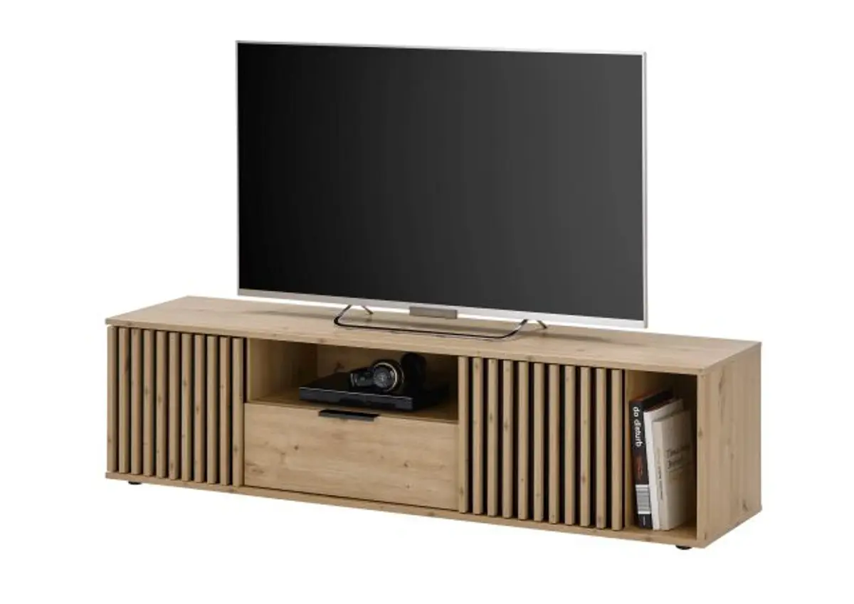 TV-Lowboard - B ca. 150 cm, Artisan Eiche Nachbildung, Schwarz