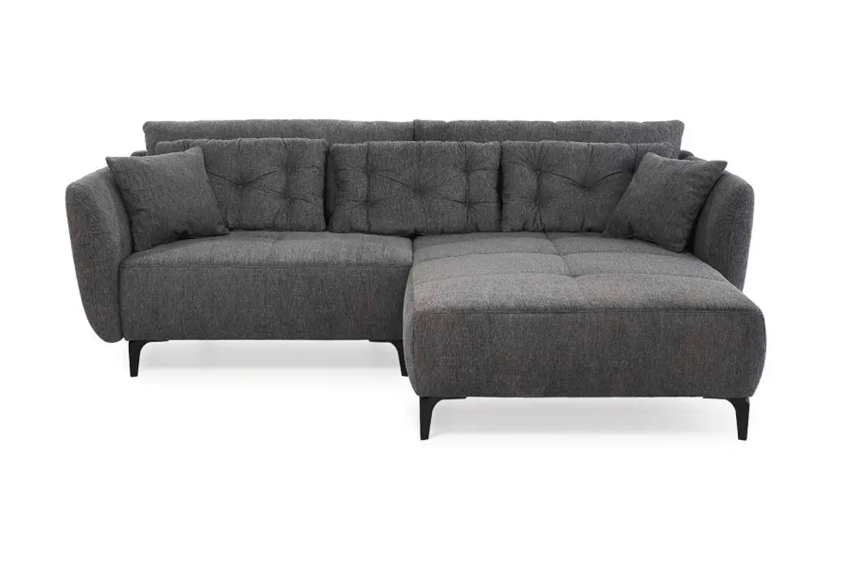 Ecksofa JANEK - 2,5-Sitzer, Ecke rechts, Stoff, Dunkelgrau