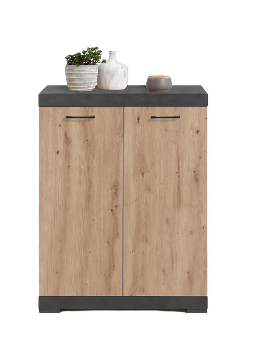 Kommode - Grau, Eiche Dekor