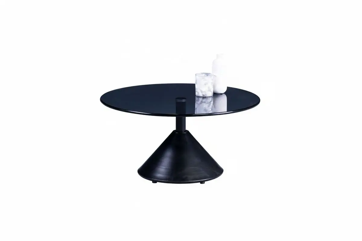 Couchtisch - Ø/H ca. 60x35 cm, Grau, Schwarz