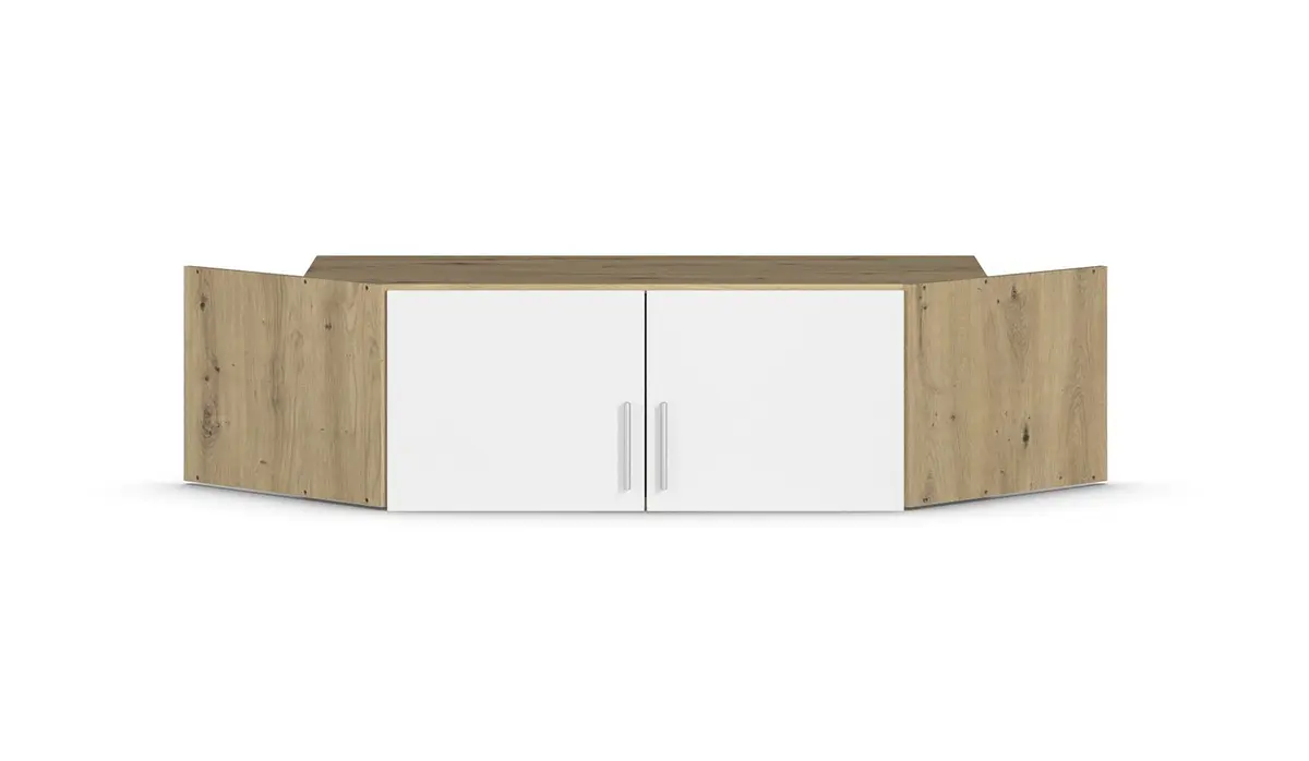 Schrankaufsatz REXY MATT- B 117 cm, Eiche Dekor, Weiß