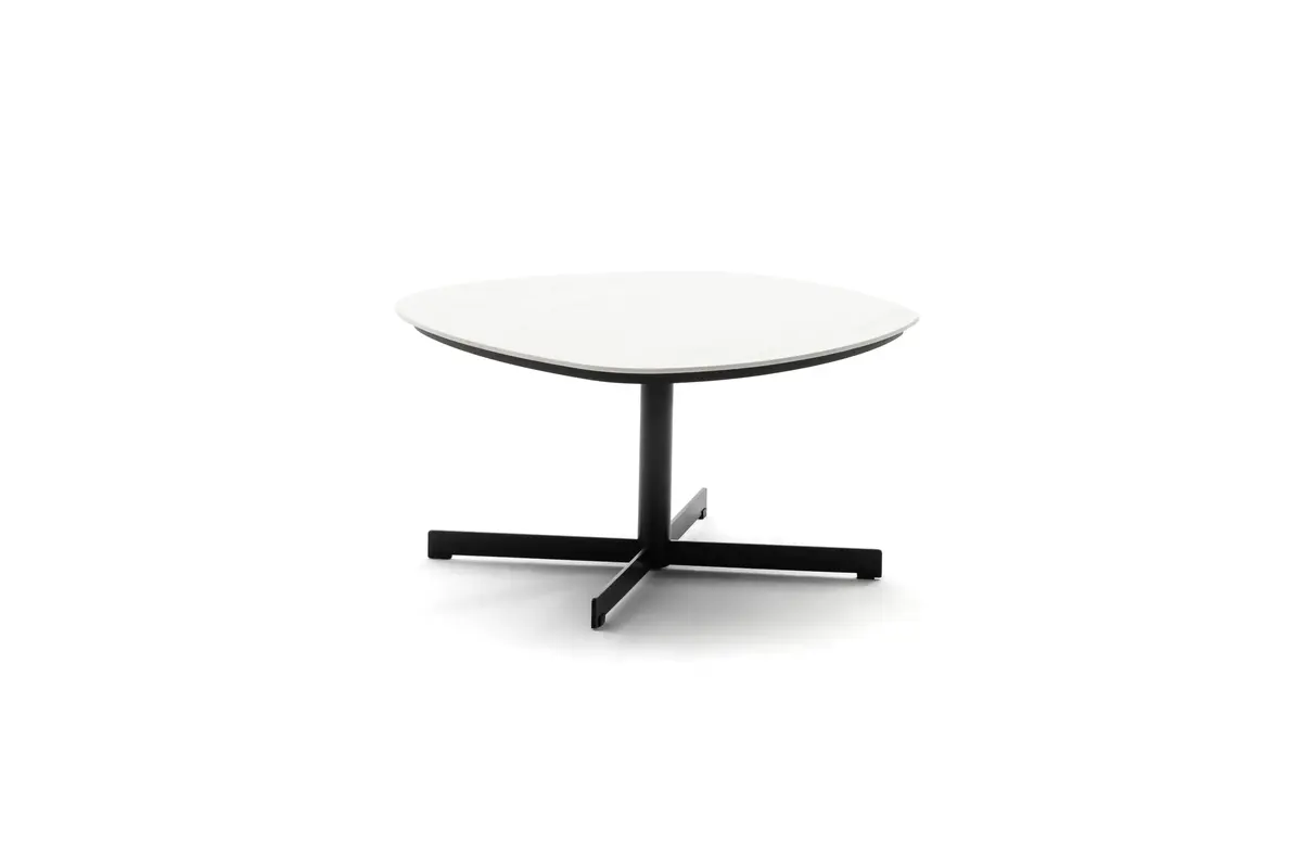 Beistelltisch Eir - LBH ca. 60x60x32 cm, Keramik, Weiß