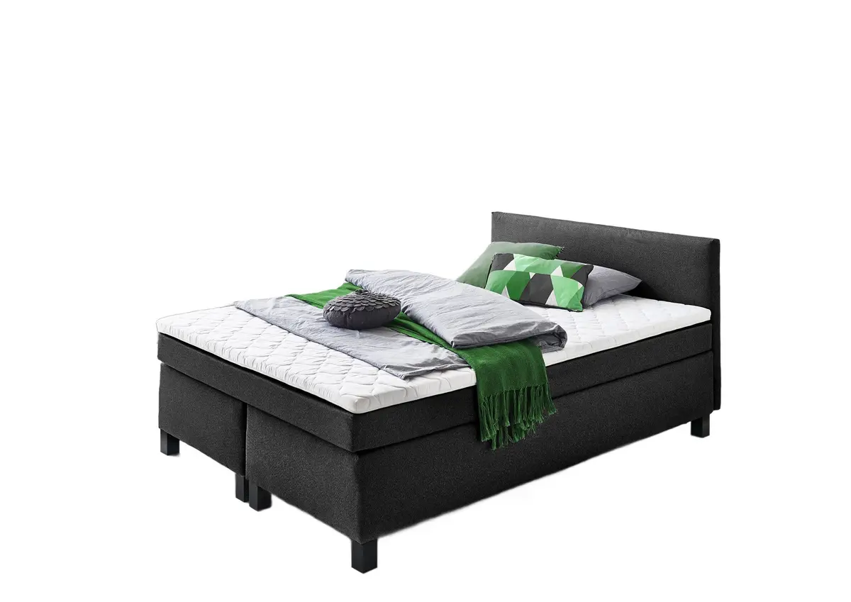 Boxspringbett- Liegefläche ca. 140x200 cm, Stoff, Grau