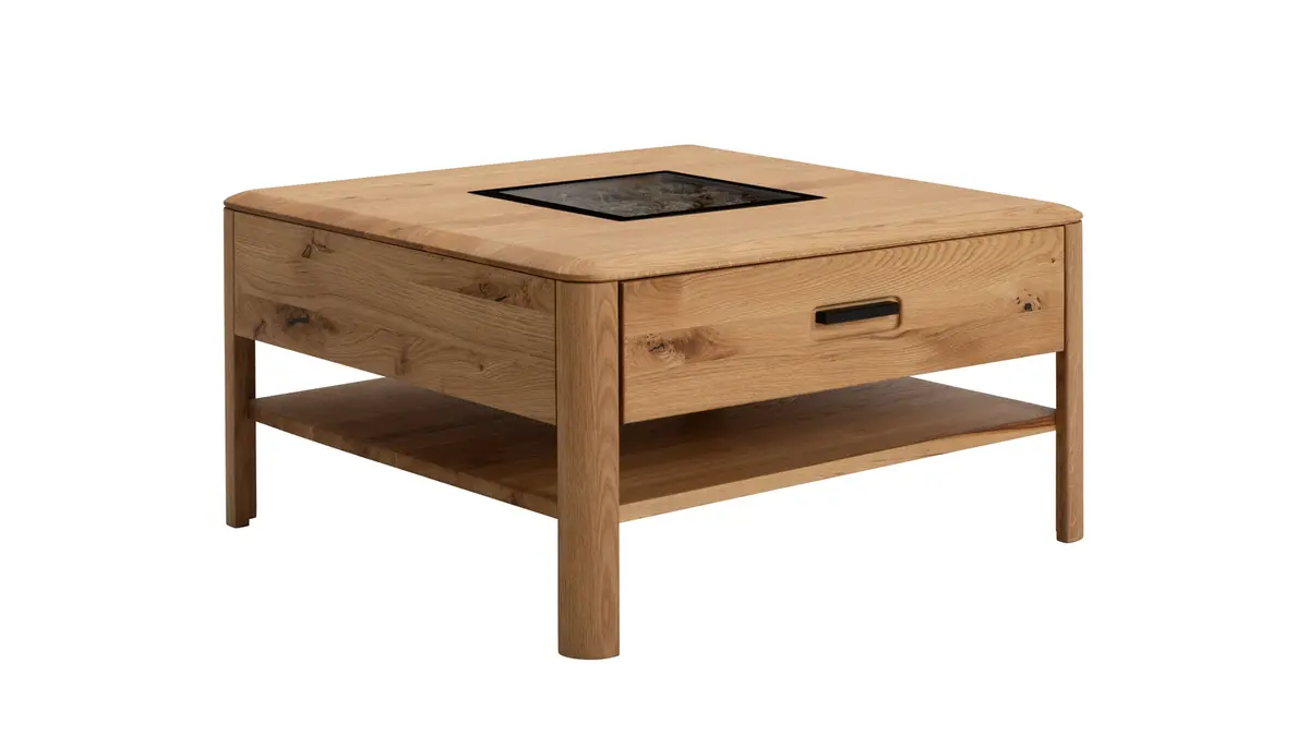 Couchtisch Vigo - LBH 80x80x44 cm, Wildeiche massiv