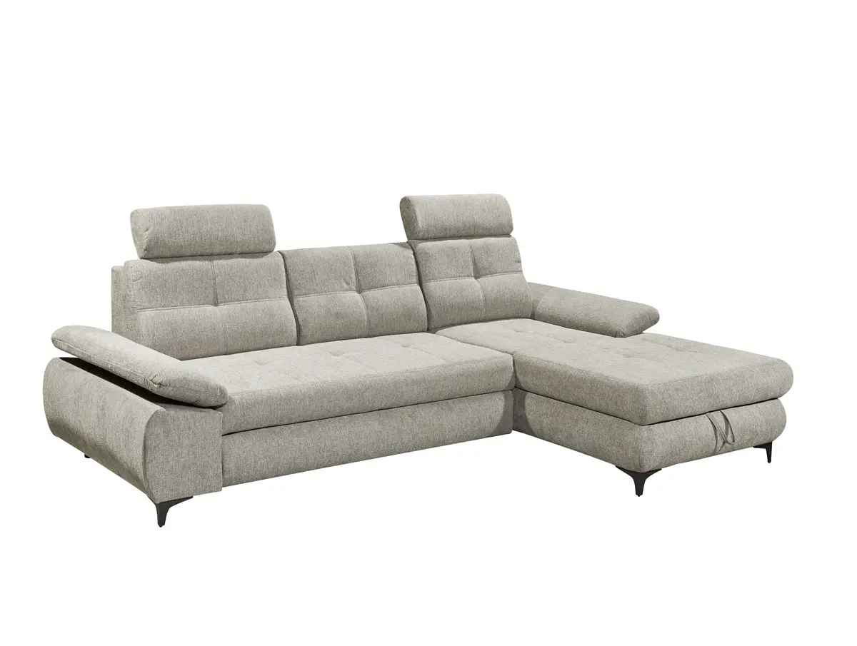 Polsterecke- 2 Sitzer, Ecke Rechts, Inkl. Schlaffunktion, Bettkasten, Stoff Silbergrau