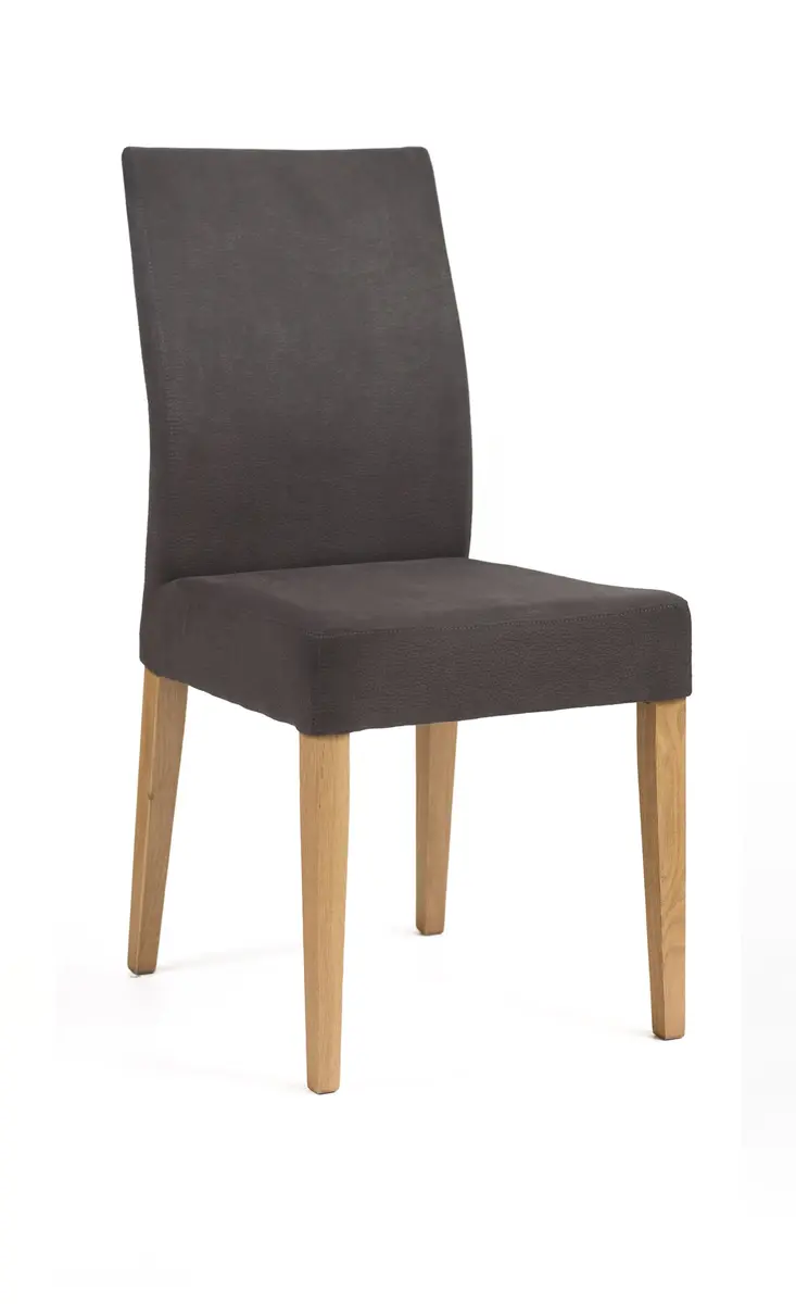 Stuhl - Stoff, dunkelbraun, Eiche massiv