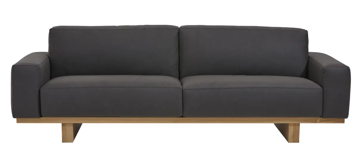 Sofa Anaheim - 3,5-Sitzer, Leder, Anthrazit