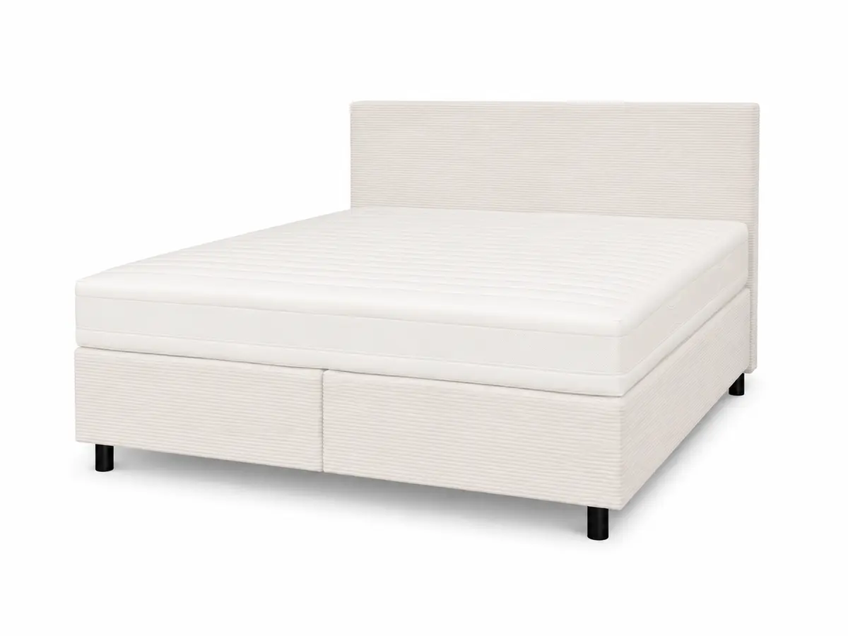  Boxspringbett Premium Line Simple - Liegefläche ca. 180x200 cm, Cord, Weiß