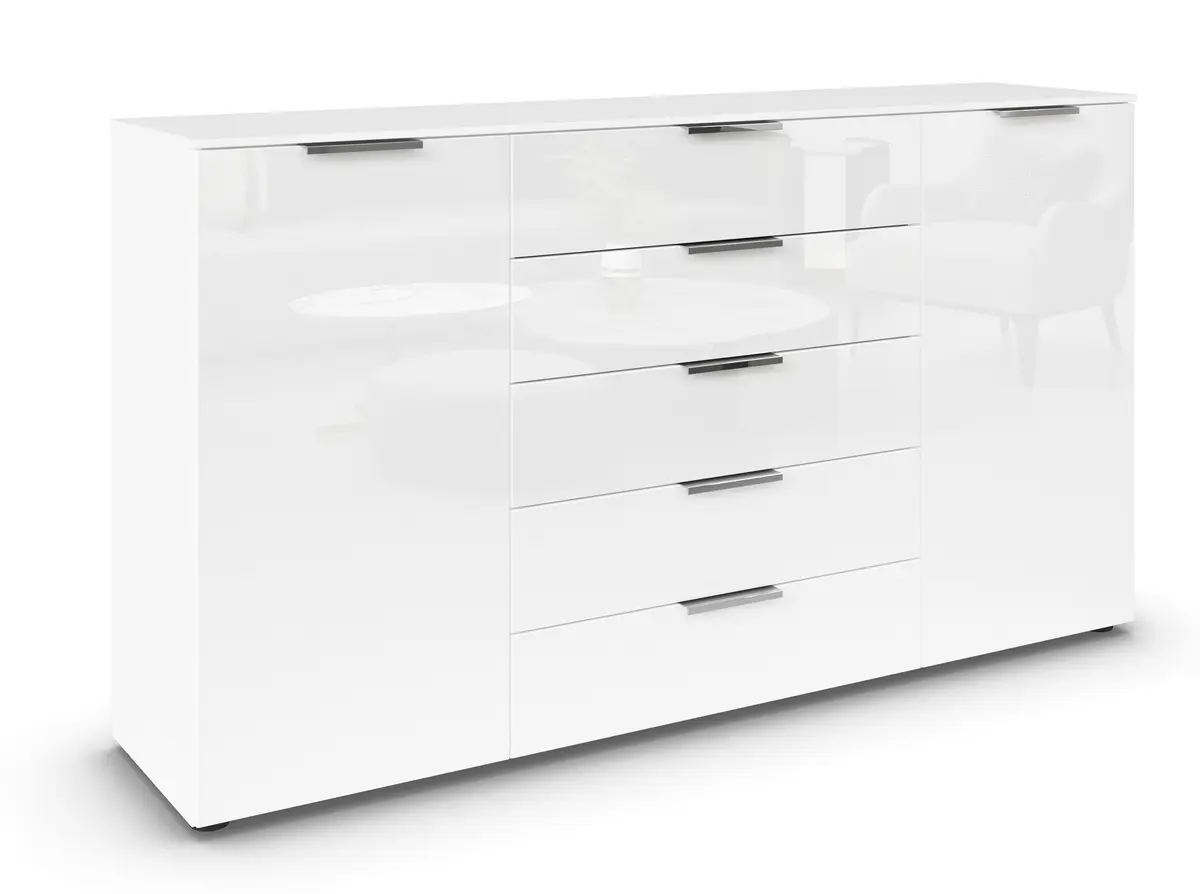 Kommode RIPP- Weiß, Glas, Weiß