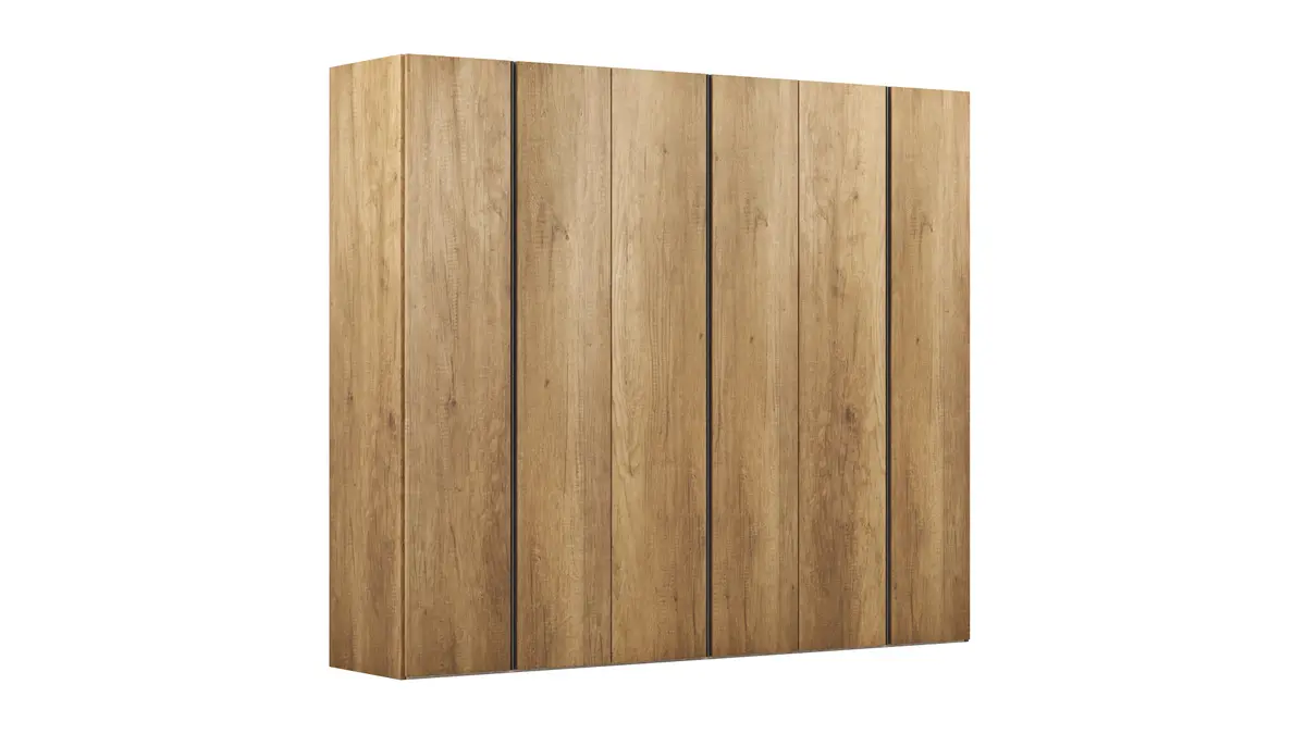 Drehtürenschrank Loretto - B ca. 280 cm, Melamin Astig hell