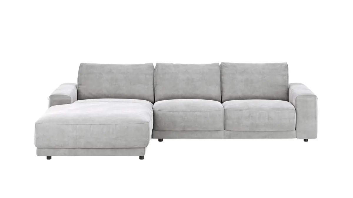 Ecksofa Balok - Longchair groß links mit 2,5-Sitzer, Stoff, Eisengrau
