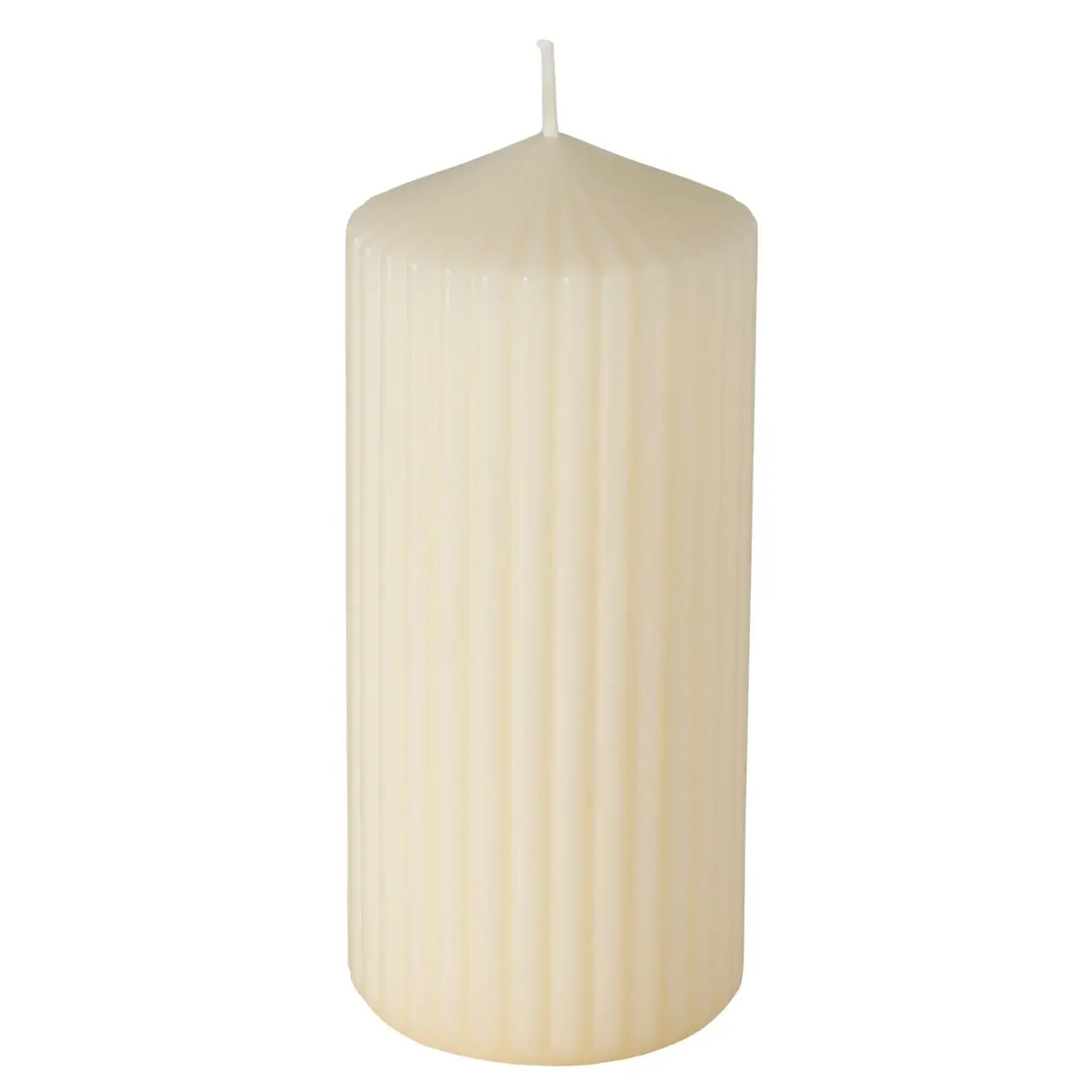 Stumpenkerze Rillea, H 15,00 cm, D 7,00 cm, Paraffin, Cremeweiß 