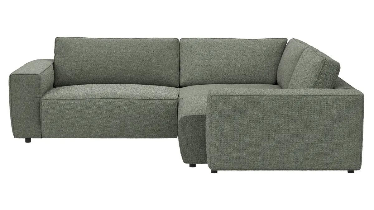 Ecksofa Lilaia - 2-Sitzer links, Ecke, 1,5-Sitzer Tief, Stoff, Olivgrün