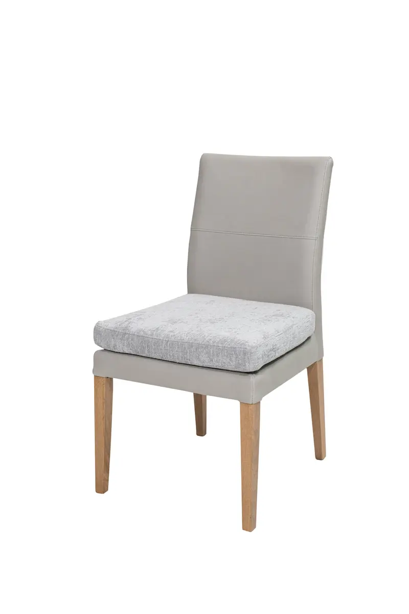 Stuhl - Stoff Hellgrau, Eiche massiv