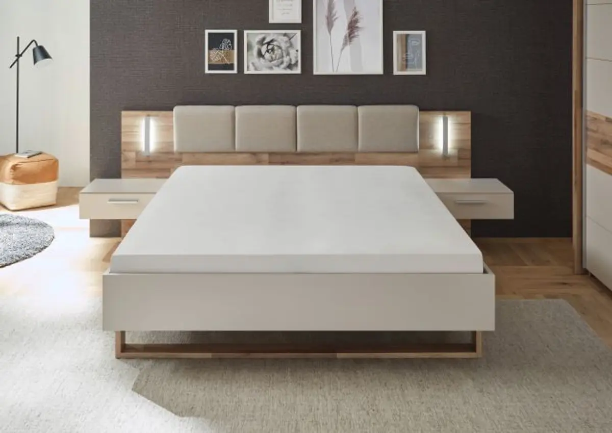 Bettanlage- Liegefläche ca. 180x200 cm, Champagner, Holzdekor