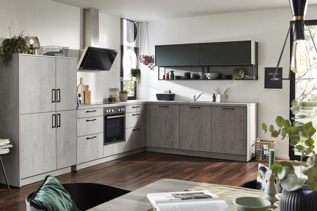 Winkelküche 52.210 GL 2 521,Beton Nebelgrau Nachbildung