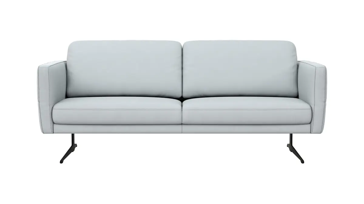 Sofa Estrela - 2,5-Sitzer inkl. Rücken-/Armlehne verstellbar, Leder, Hellgrau
