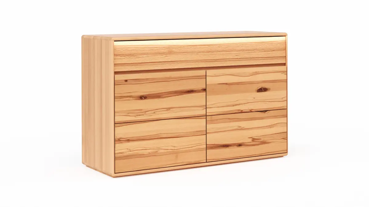 Sideboard Hillsboro - inkl. Beleuchtung, Buche/Kernbuche natur, geölt