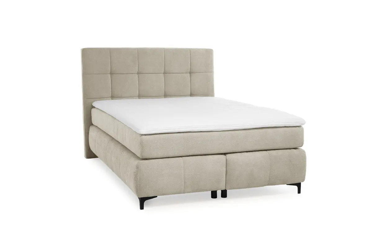 Boxspringbett- Ligefläche ca. 140x200 cm, Stoff, Beige