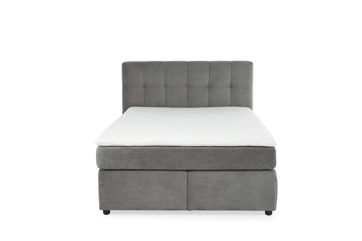 Boxspringbett JANAH- Liegefläche ca. 140x200 cm, Stoff, Grau