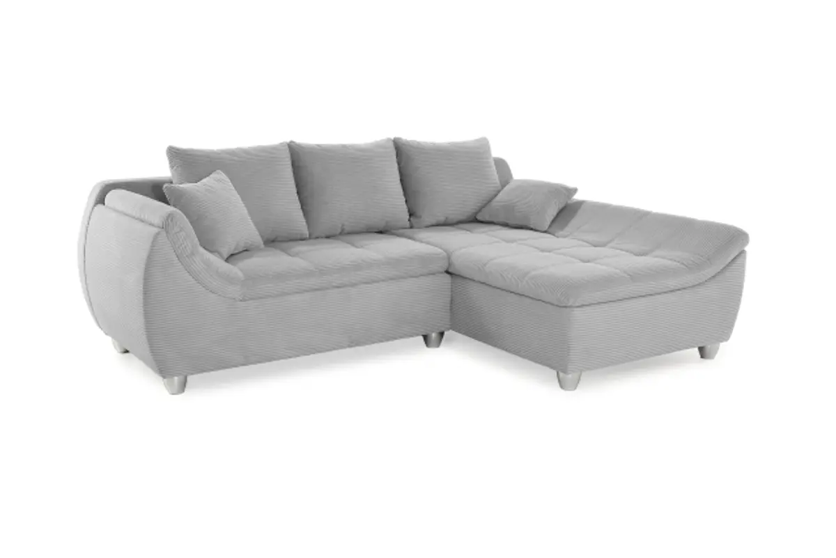 Ecksofa - 2-Sitzer, Ecke rechts, Stoff, Silberfarben