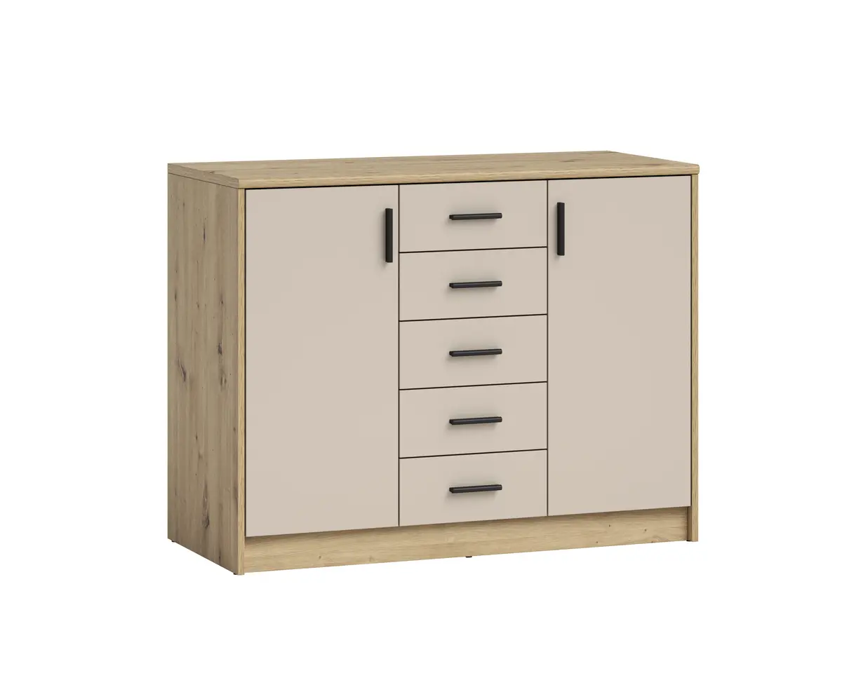 Kommode - B ca. 109 cm, Artisan Eiche Nachbildung, Kaschmir