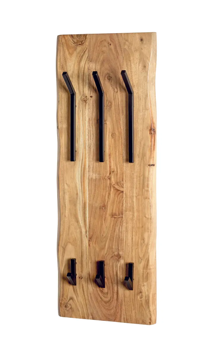 Wandgarderobe - B ca. 36 cm, Akazie, Schwarz