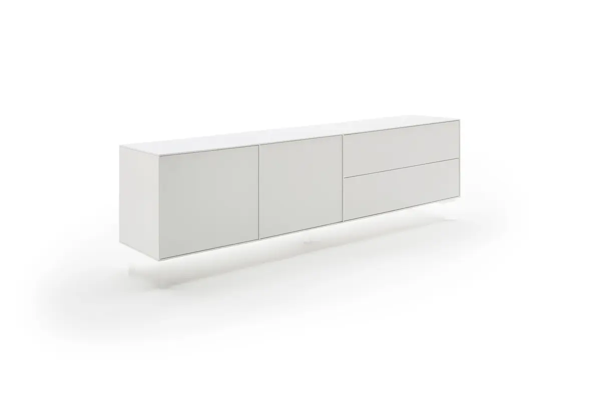 Sideboard Casello - BHT ca. 225x74x47cm, Lack Matt, Weiß, schwebend