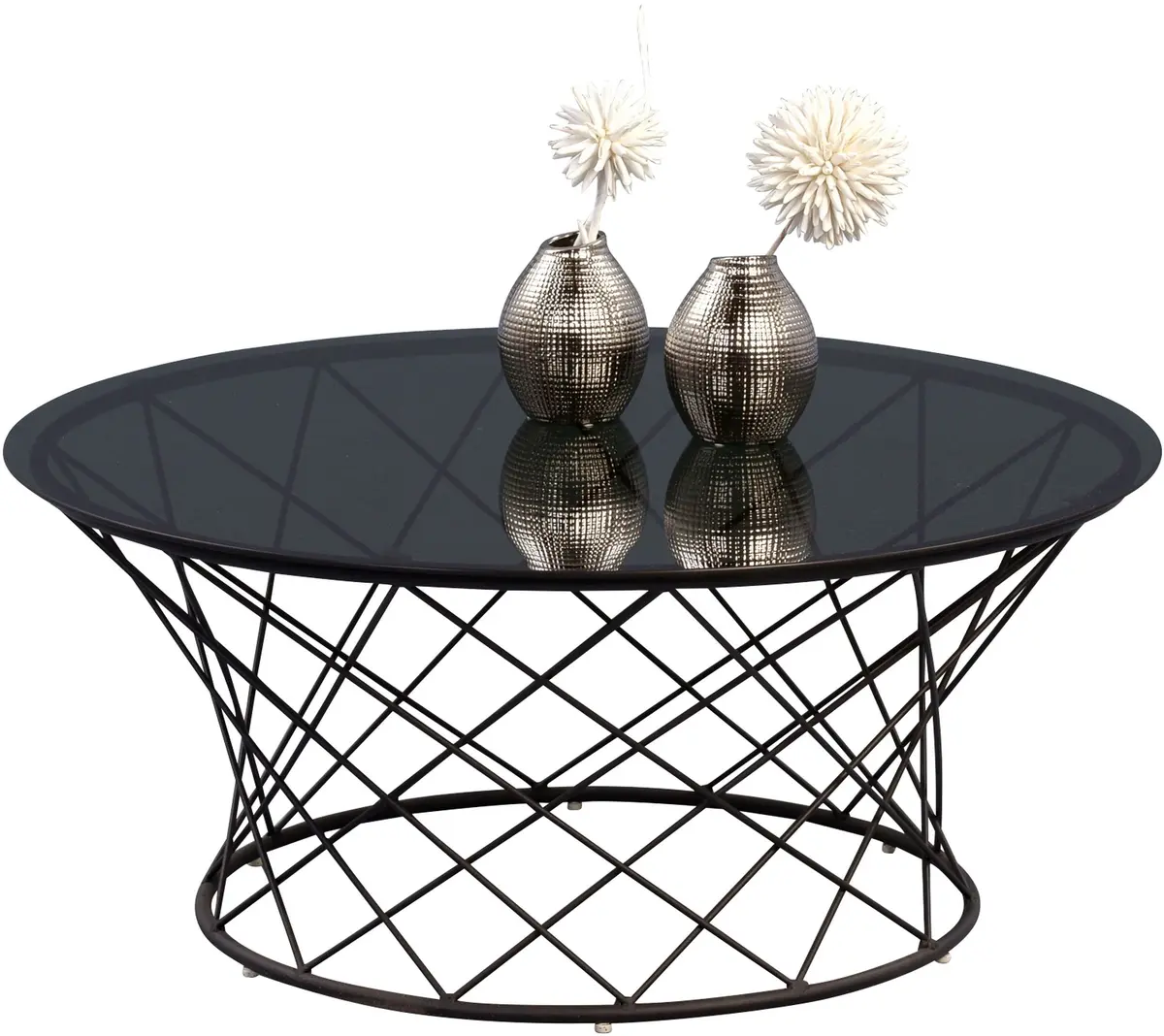 Couchtisch - Ø/H ca. 80x35 cm, Grau, Schwarz