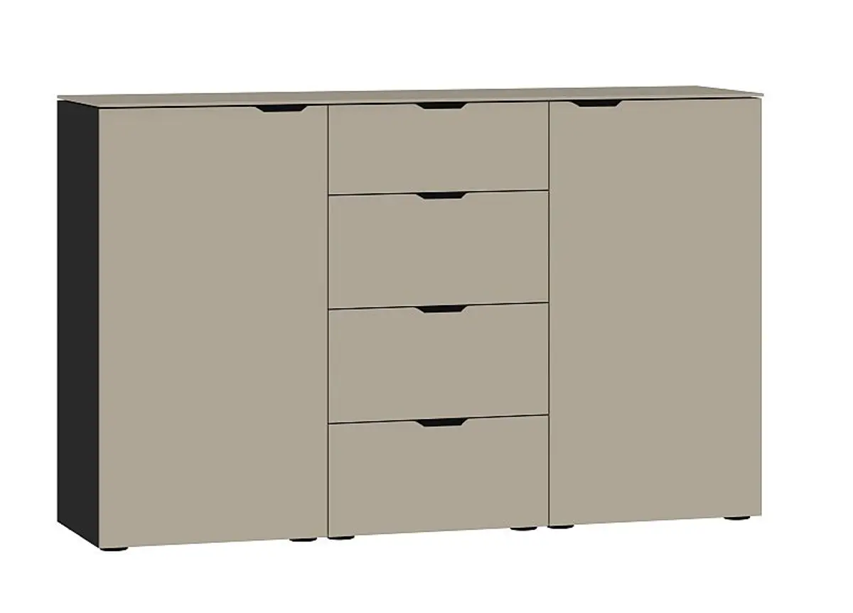 Kommode JOIN IT- Glas, Hellbraun, Matt, Schwarz