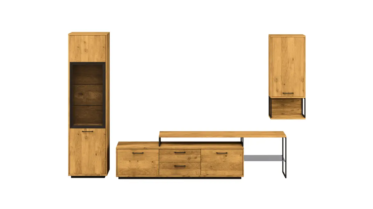 Wohnwand Savannah - Wildeiche massiv, natur geölt