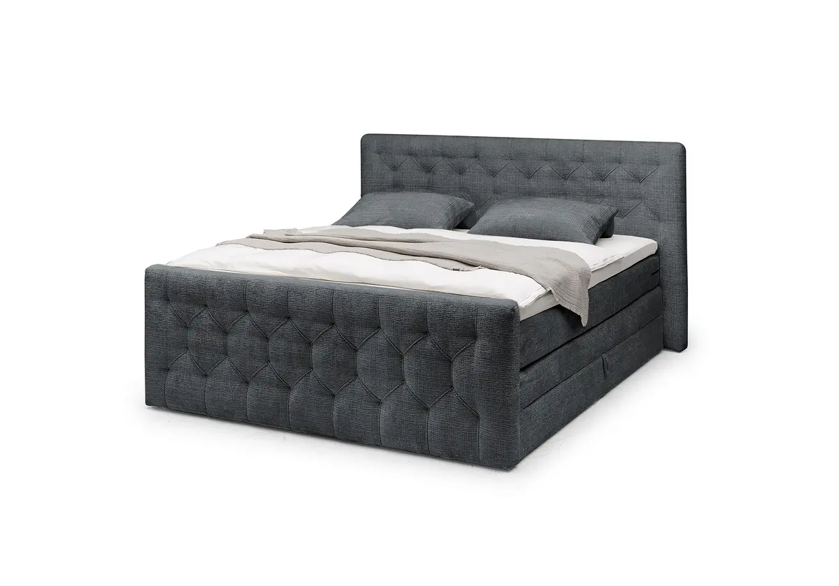 Boxspringbett- Liegefläche ca. 180x200 cm, Stoff, Schwarz
