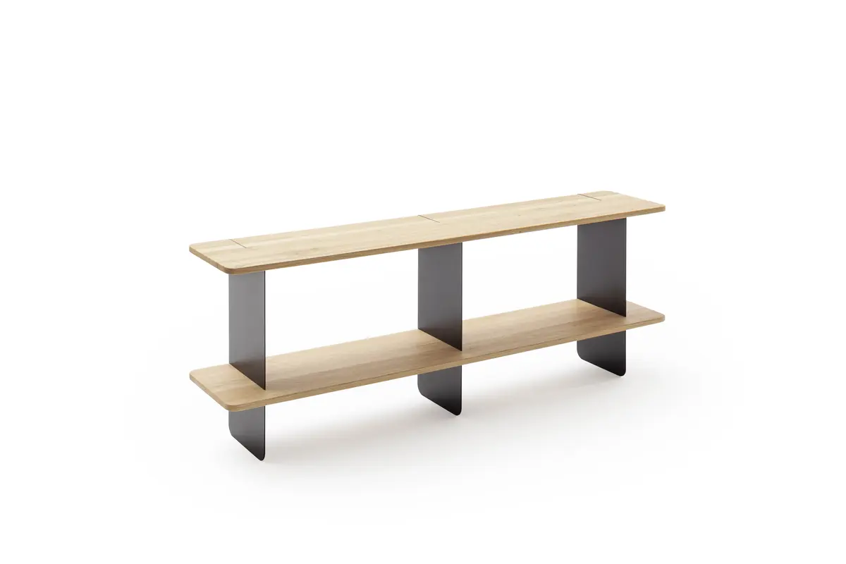 Regal Olai - Asteiche massiv, Wangen, Schwarz