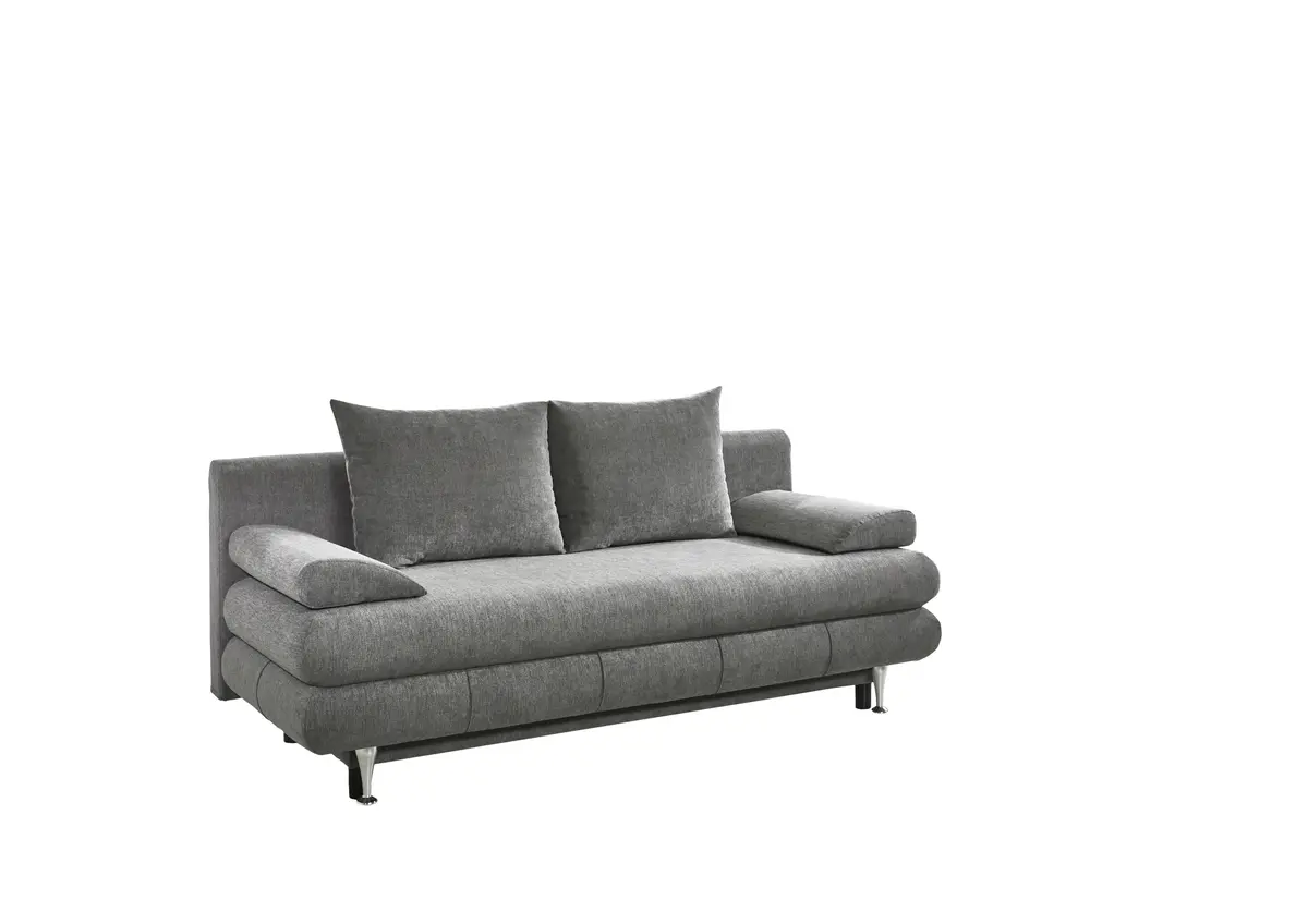 Schlafsofa- 2 Sitzer, Inkl. Bettkasten, Stoff, Grau