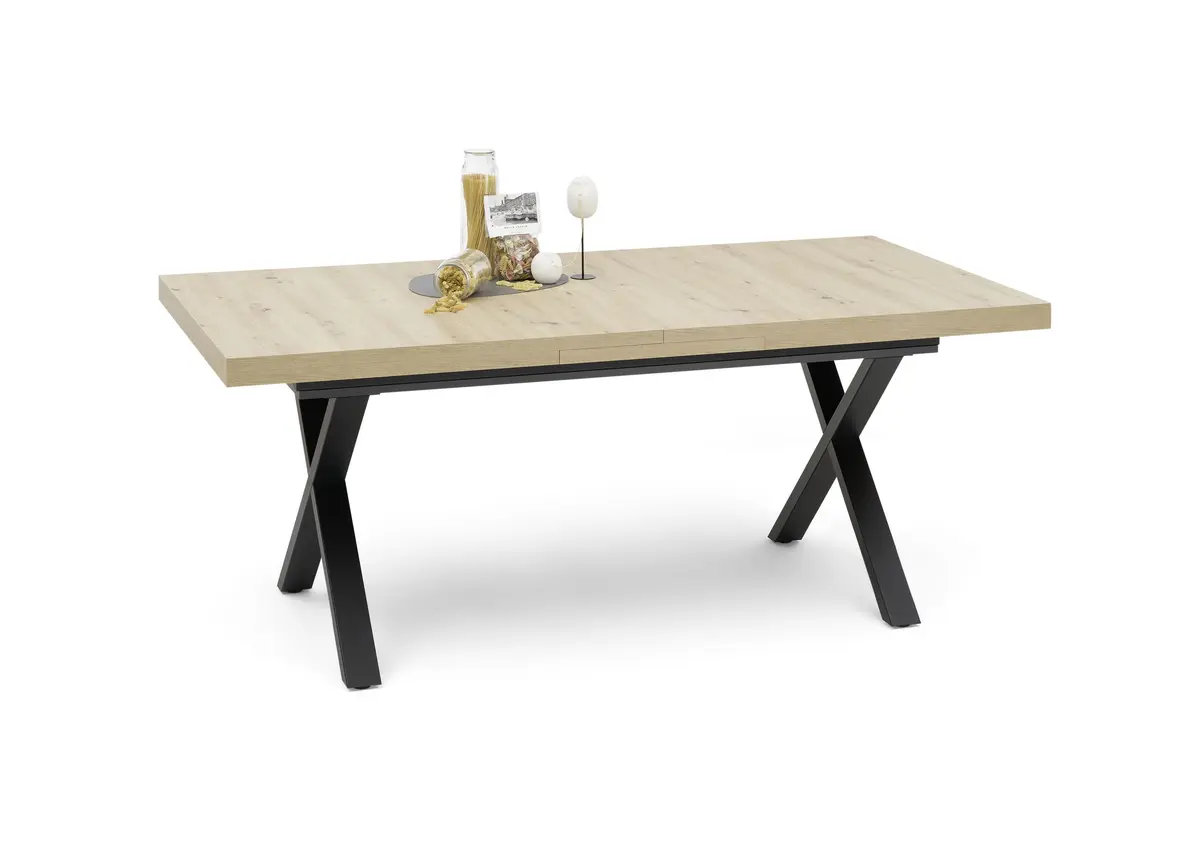 Esstisch - ausziehbar, LB ca. 200x100 cm, Asteiche, Schwarz