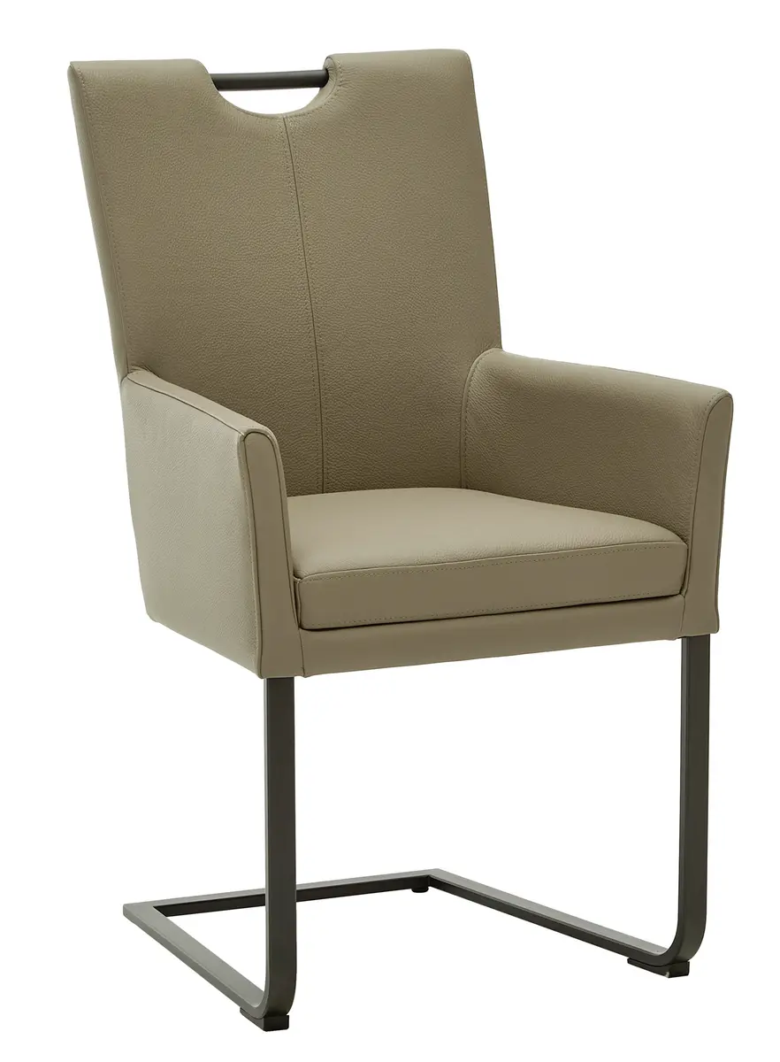 Armlehnschwingstuhl EM Zadar - Mit Griff, Leder, Braun