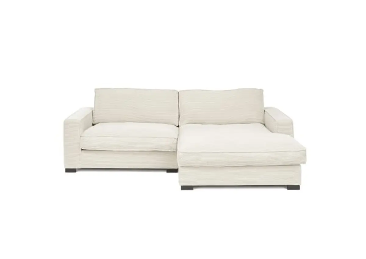 Ecksofa - 2-Sitzer, Ecke rechts, Stoff, Creme