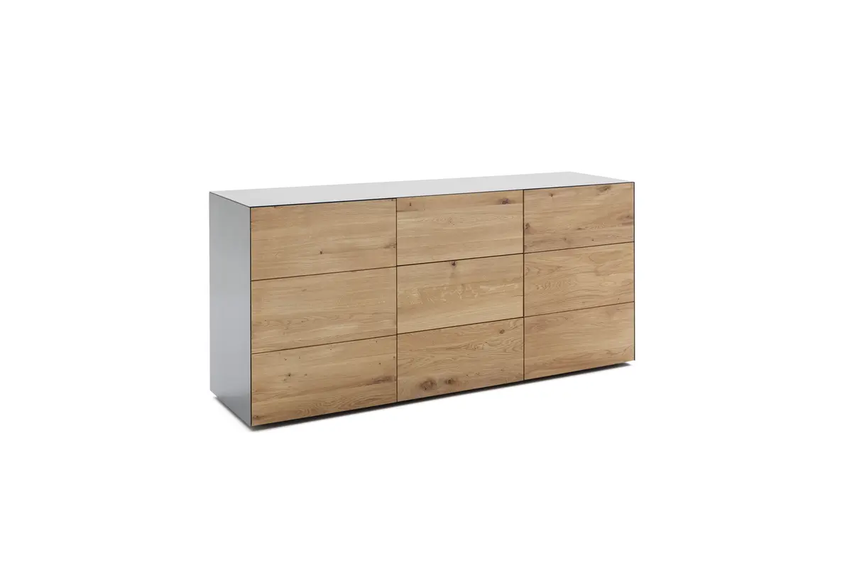 Sideboard Jan - Wildeiche massiv, Metall
