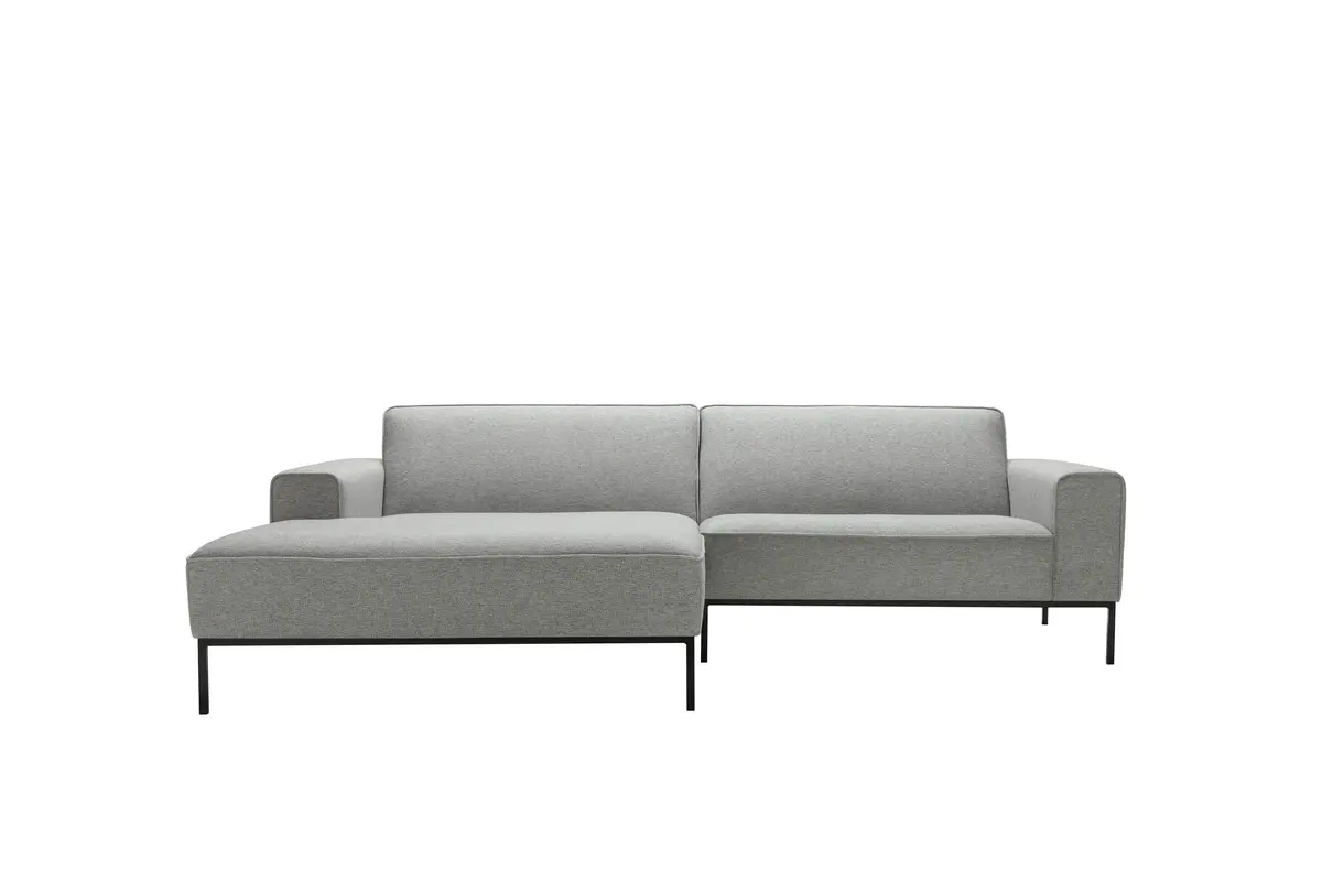 Ecksofa Morten - Longchair links, 1,5-Sitzer, Stoff, Grau