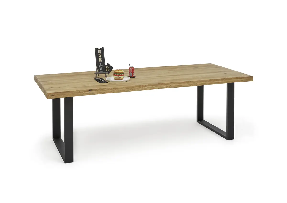 Esstisch - LB ca. 240x100 cm, Eiche massiv geölt, Schwarz