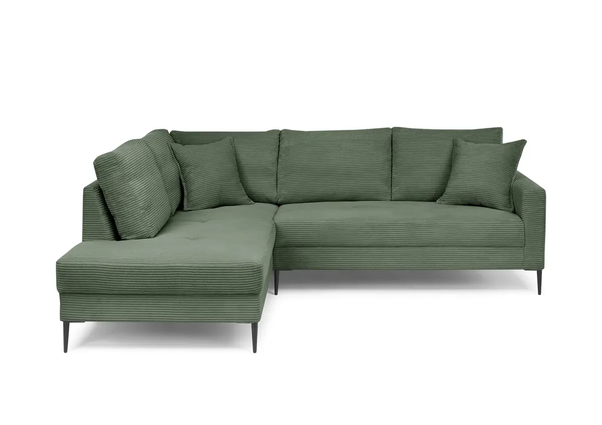 Ecksofa - Ecke links, 3-Sitzer, Stoff, Grün