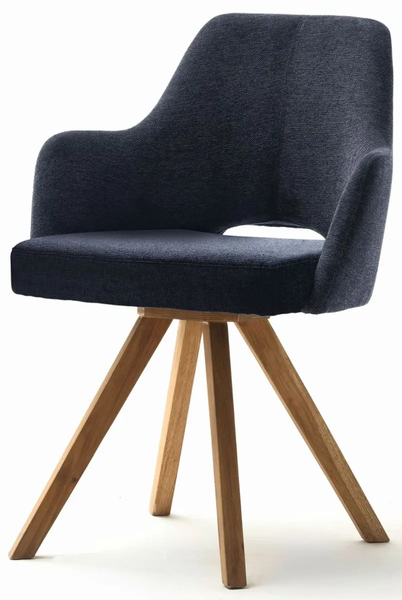 Schalenstuhl MIXIE - Rückstellfunktion, Stoff, Dunkelblau