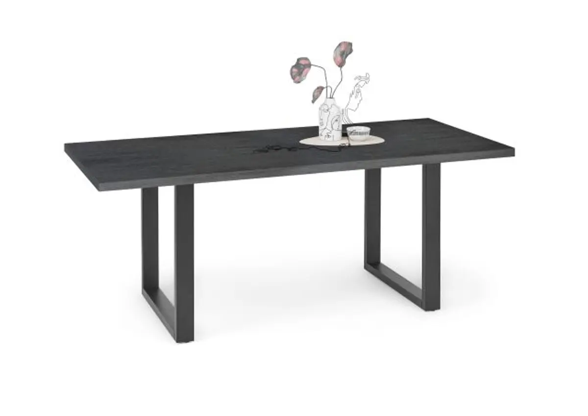 Esstisch - LB ca. 180x90 cm, Schwarzstahl, Schwarz